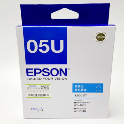 爱普生(EPSON)T05U2青色墨盒(适用WF-4838/WF-7848机型)约1200页 墨盒/墨水