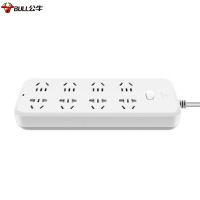 公牛(BULL)新国标GN-B5080全长3米八位总控开关带儿童保护门插座/排插/接线板/拖线板/插排 白色