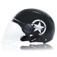 虎阁 电动车头盔 电瓶车头盔 骑行头盔夏季头盔自行车头盔夏季头盔头盔男女通用防晒头盔安全帽 黑色[透气透明镜]长明镜