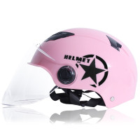 虎阁 电动车头盔 电瓶车头盔 骑行头盔夏季头盔自行车头盔夏季头盔头盔男女通用防晒头盔安全帽 粉色[透气透明镜]长明镜