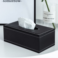 欧式皮质纸巾盒 抽纸盒车载餐厅酒店客厅餐巾纸盒 黑色