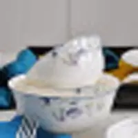 唐惠 碗碟套装可微波炉骨瓷30头餐具套装碗盘碟套具组合 中式碗盘釉上彩 蓝色缤纷TH-8930