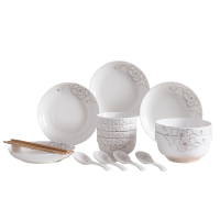 天顺陶瓷 家用套装碗 碗 筷 勺 碟 五件套