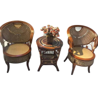 宇杰威 2个单人位藤椅60*60*92cm带1个茶几50*50*60cm 三件套