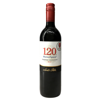 智利 圣丽塔(Santa Rita)120系列赤霞珠干红葡萄酒750ml单瓶装 中央山谷产区