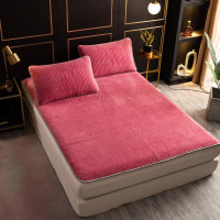 CaldiceKris(中国CK)北极绒乳胶床垫三件套CK-J1417(床垫*1+枕套*2) 1.8m*2m 玫红