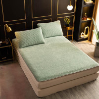 CaldiceKris(中国CK)北极绒乳胶床垫三件套CK-J1417(床垫*1+枕套*2) 1.8m*2m 淡绿