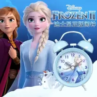 迪士尼(DISNEY)儿童闹钟女学生卧室床头钟冰雪奇缘艾莎公主简约个性女孩可爱创意静音夜光灯走时打铃懒人闹钟