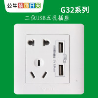 公牛 插座 86型 G32E535 墙壁插座 二位USB五孔插座 白色(个)