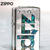 Zippo 之宝打火机正版镜面贝壳镶嵌双面大标