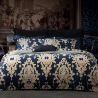 寐(MINE)纯棉印花四件套 凡尔赛 深蓝色 1.8m床