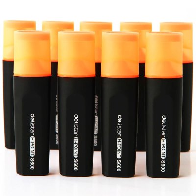 得力deli荧光笔S600糖果彩色荧光记号笔涂鸦笔固体创意水彩笔可选颜色/ 橙色(30支)