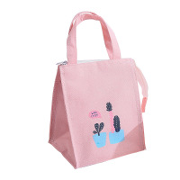 清科蓝 学生饭盒保温包帆布收纳包仙人掌手提包铝箔加厚大号保温袋带饭包便当袋上班族装饭盒袋子保鲜防油铝膜隔热珍珠棉