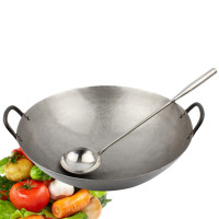 TXJ厚度边锅 50CM 双耳手打铁锅 送炒勺