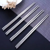 苏宁宜品不锈钢筷子家用高档家庭装防霉防烫螺纹不变形筷子标准版螺纹5双装