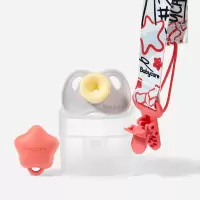babycare安抚奶嘴新生婴儿鸭嘴奶嘴仿真母乳实感3个月宽口径奶嘴[M]伊维尼星星-塔尔曼橙(带奶嘴链)