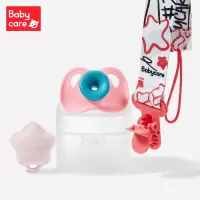 babycare安抚奶嘴新生婴儿鸭嘴奶嘴仿真母乳实感3个月宽口径奶嘴[M]伊维尼星星-珀尔里粉(带奶嘴链)