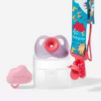 babycare安抚奶嘴新生婴儿鸭嘴奶嘴仿真母乳实感3个月宽口径奶嘴[L]卡里曼云朵-卡洛粉(带奶嘴链)