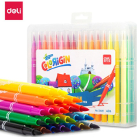 得力（deli）70681 水彩笔软头水彩笔可洗软笔头水彩笔套装 24色