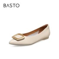 百思图2021秋季新款商场同款方扣时尚简约休闲女单鞋RGR36CQ1