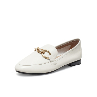 百思图2021秋季新款时髦简约金属扣懒人一脚蹬女乐福鞋RSM24CA1