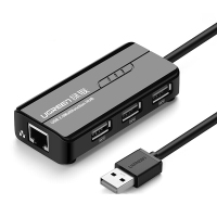 绿联(Ugreen) 20265 USB3.0千兆网卡+ 3口USB 3.0 HUB集线器