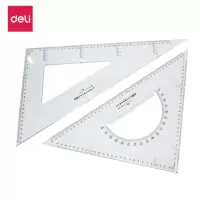 得力(deli)塑料透明三角板尺子套装工程用尺 45cm有效刻度 6445