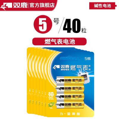 双鹿电池 燃气表电池40粒 煤气表电池天然气表电池5号水表五号AA碱性1.5v高能电池LR6 天然气表燃气灶不漏液电池