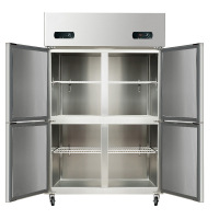 边碧 四门冰柜商用厨房不锈钢四门冰箱立式冰柜四开门保鲜双温冷柜