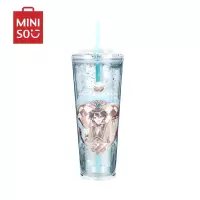 名创优品(miniso) 狐妖小红娘系列茶具塑料吸管杯(800mL)(混色款式颜色随机发货)