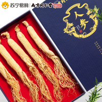 南京同仁堂 人参100g 5-8支 煲汤滋补品泡酒药材 吉林白参长白山人参 生晒干人参红参西洋参礼盒