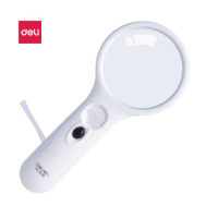 得力(deli)LED灯2.5倍高清阅读 放大镜 Ф70mm/Ф22mm双镜片 白色