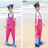 野成裕星儿童连体下水裤男女粉红背带
