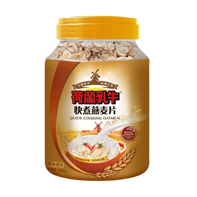 荷兰乳牛 快煮燕麦片1000g 桶装 澳洲进口一级燕麦原料 无蔗糖原味即食谷物 学生成人早餐饱腹食品