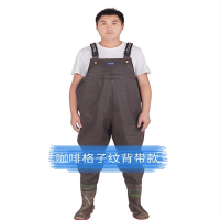 野成裕星半身无口袋连体钓鱼下水裤捕捞抓鱼背带皮叉咖啡菱形背带加毛不加口袋
