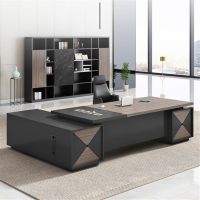 祺彧 简约现代经理桌+书柜 2.6米 大班台2600*2600*750mm 单位:套