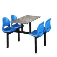 国鹤 不锈钢桌面快餐桌椅 连体食堂餐桌椅组合
