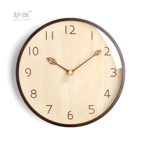 胡桃框椴木面 潮流数字12英寸时尚实木钟