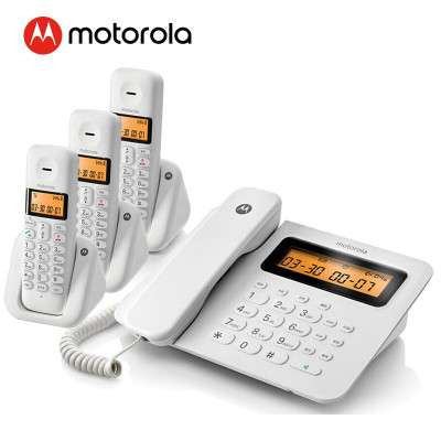 摩托罗拉(MOTOROLA)C2601数字无绳电话机 无线座机 子母机一拖三办公家用 双免提大屏背光 一键拨号(白色)