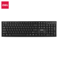 得力 2168 键盘 黑色 有线高键帽键盘USB键盘 防水薄款(一个装）