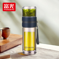 富光(FUGUANG)G1609-SH-240泡茶师系列玻璃杯 双层透明玻璃水杯 茶水分离杯 带滤网240ML
