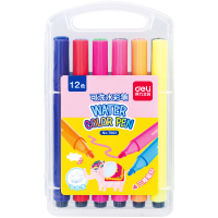 得力(deli)7062水彩笔 彩色画画笔 儿童涂鸦学生套装水彩笔套装 幼儿园用水彩笔(12色) 白色