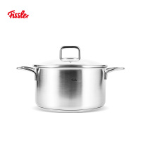 菲仕乐(Fissler)乔伊24cm玻璃盖双柄汤锅泡面锅煮锅304不锈钢锅EM3311024001