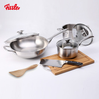 菲仕乐(Fissler)哥本哈根套装炒锅汤锅奶锅菜刀砧板木铲6件套组