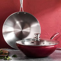 三禾聚温钢珐琅不锈钢炒锅 32CM