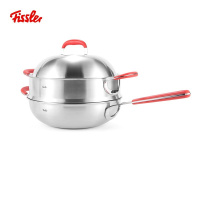 菲仕乐(Fissler)小红柄系列深型不锈钢炒锅炒菜锅可配蒸屉燃气电磁炉通用 【小红柄】炒锅30cm+蒸屉