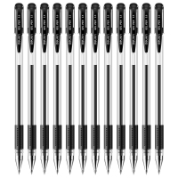 得力 6600ES黑色0.5mm经典办公学生中性笔水性笔签字笔 0.5-0.7mm 12支/盒 黑色