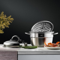 赫曼德(NOLTE) 厨房锅具不锈钢蒸锅汤锅博尔克多用锅26cm HMD-9814