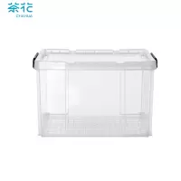 茶花(CHAHUA)透明收纳箱 有盖塑料手提款 6.5L