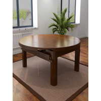 宫灯 橡木实木折叠圆形餐桌1.5m(含10张椅子)